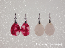 Load image into Gallery viewer, two pairs of marbled earrings shown -Pink teardrops and white teardrops

