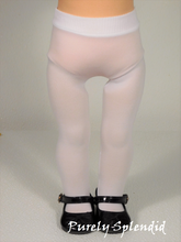 Load image into Gallery viewer, White Doll Tights shown on an 18 inch American GIrl Doll
