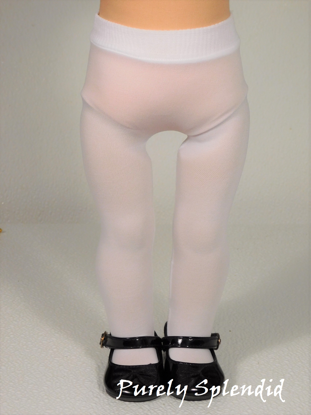 White Doll Tights shown on an 18 inch American GIrl Doll